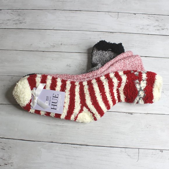 Hue Womens Plush Cozy Socks Fits Shoe Size 4-10 Set 3 Pair Pack - Picture 3 of 6